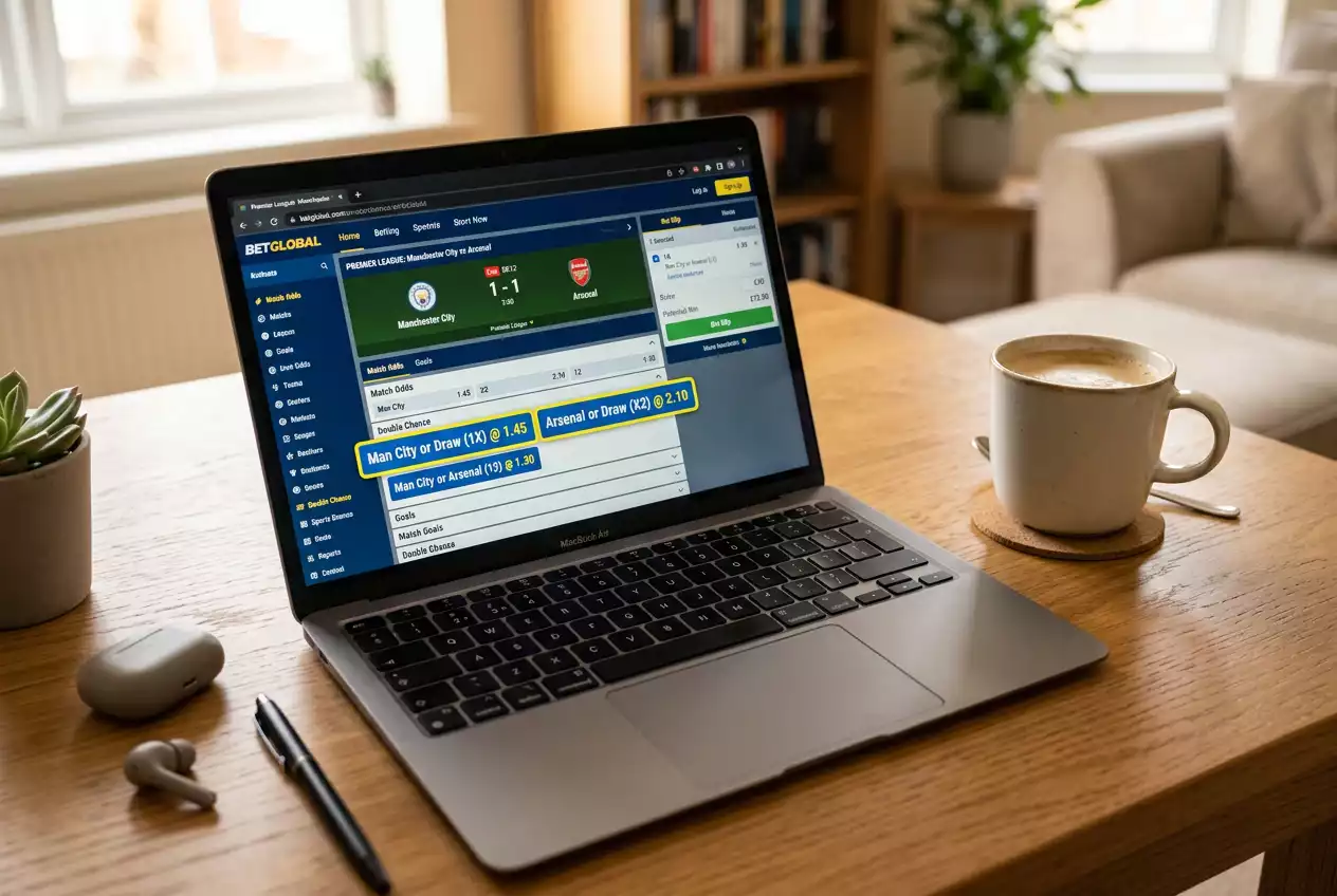 Interface de paris sportifs montrant les options de double chance