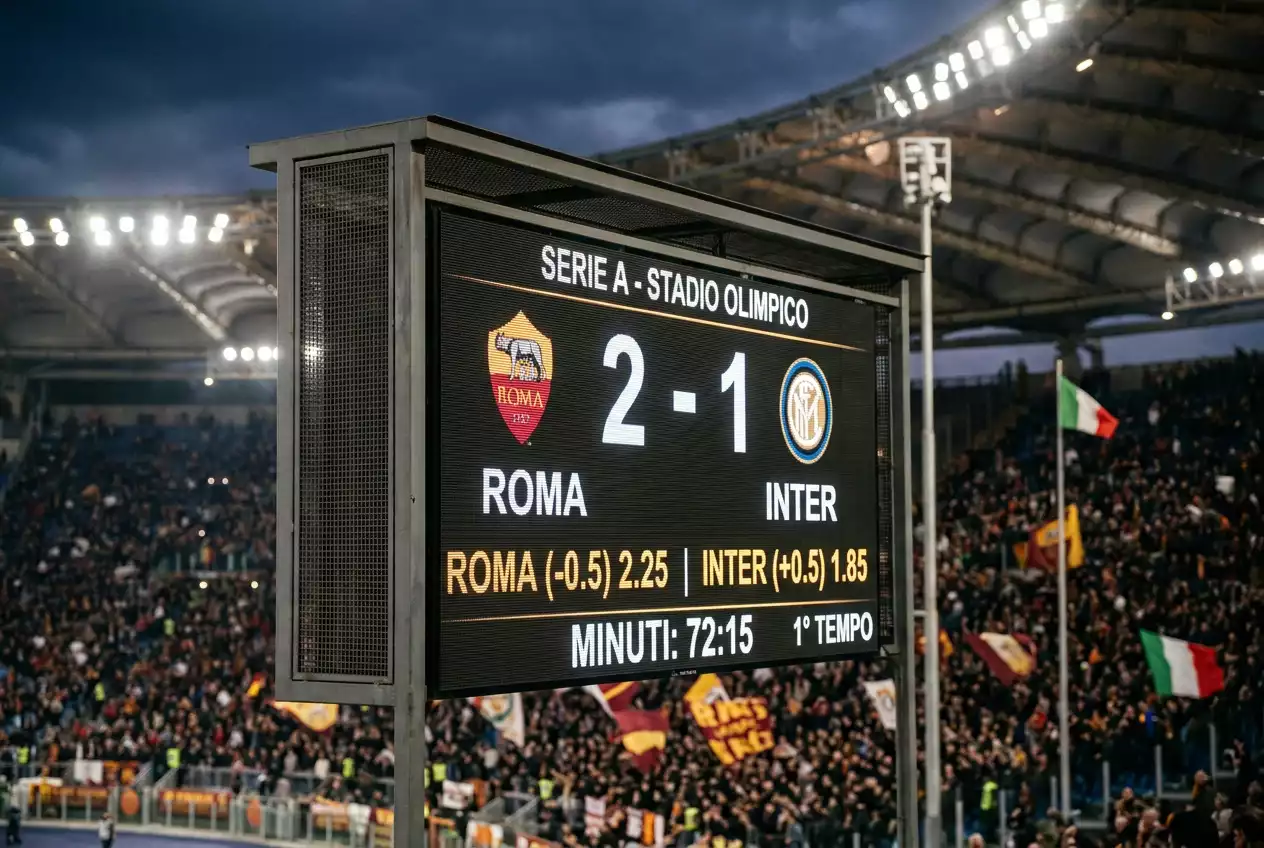 Tableau de scores affichant un handicap sur un match de football italien
